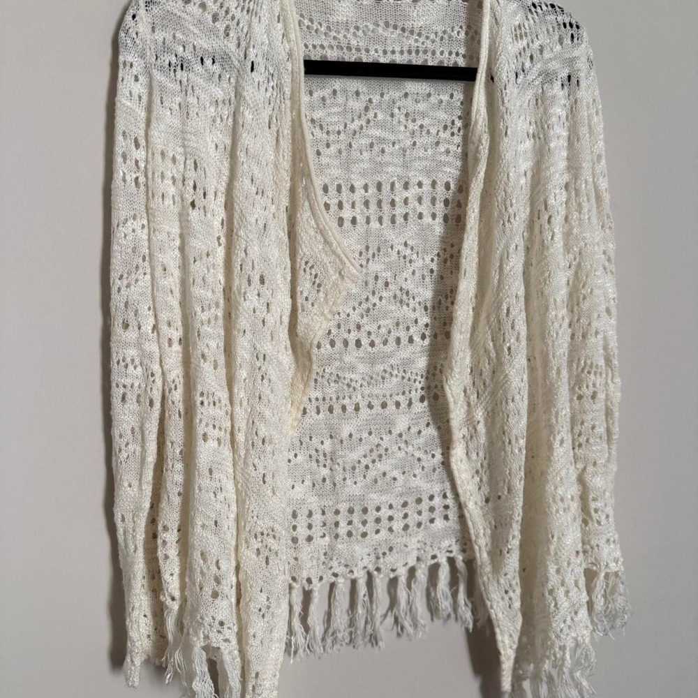 Dex Cream Open Front -Knit Cardigan Size Large